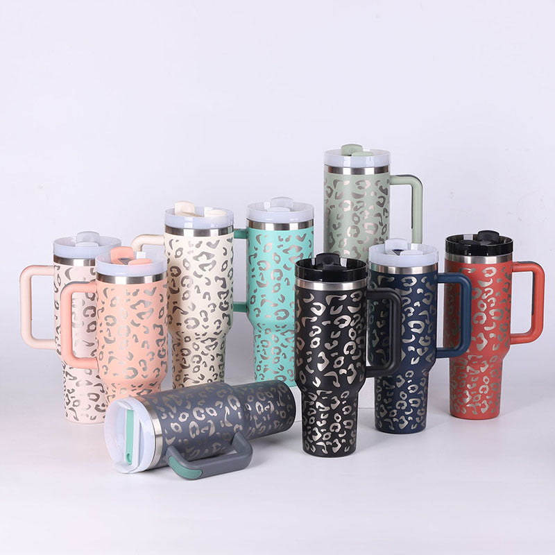 40 Oz Tumblers with Handle for hot or cold drinks. Many colors available.