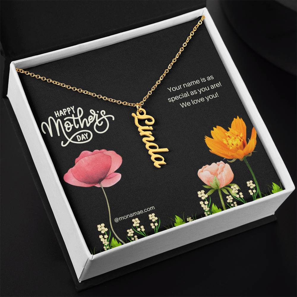 FROM US - A vertical name necklace she will love!