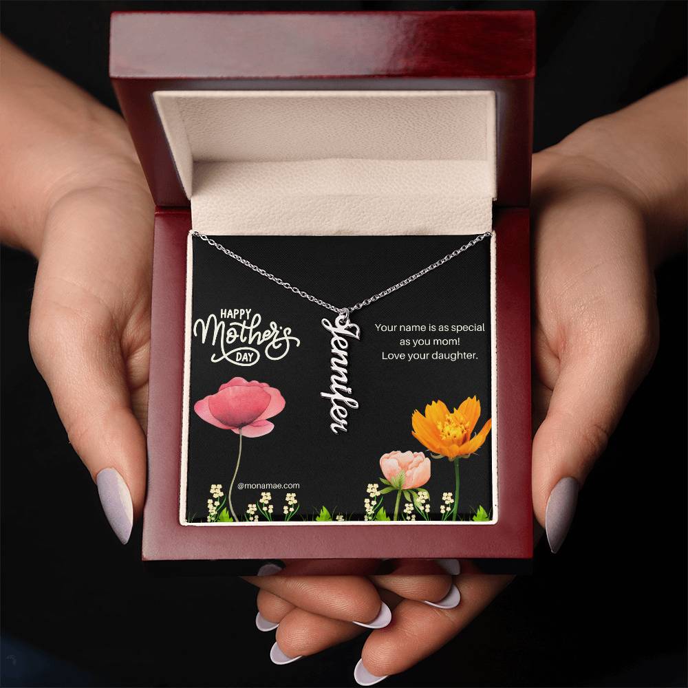 FROM DAUGHTER - A vertical name necklace your mother will love!