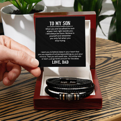 To my Son, Encouragement from Dad - "Men's Love You Forever" Bracelet