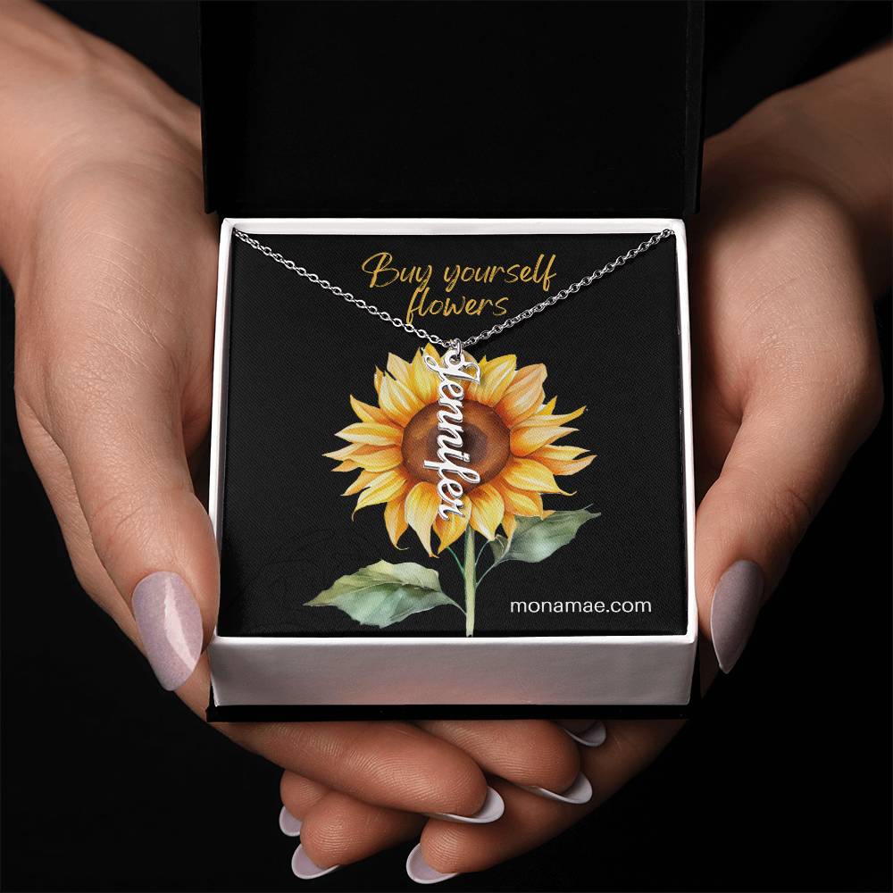 Vertical name necklaces stand out, adding a distinct flair to any outfit.