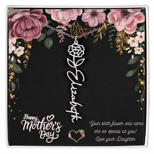 FROM DAUGHTER - A Flower / Name necklace your mother will love!
