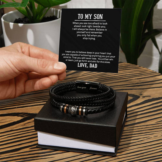 To my Son, Encouragement from Dad - "Men's Love You Forever" Bracelet